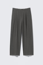 Striped Grey - Uno Loose Suit Trousers - 0