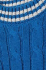 Blue - Oversized Cable Knit Sweater - 5