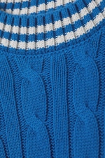 Blue - Oversized Cable Knit Sweater - 1