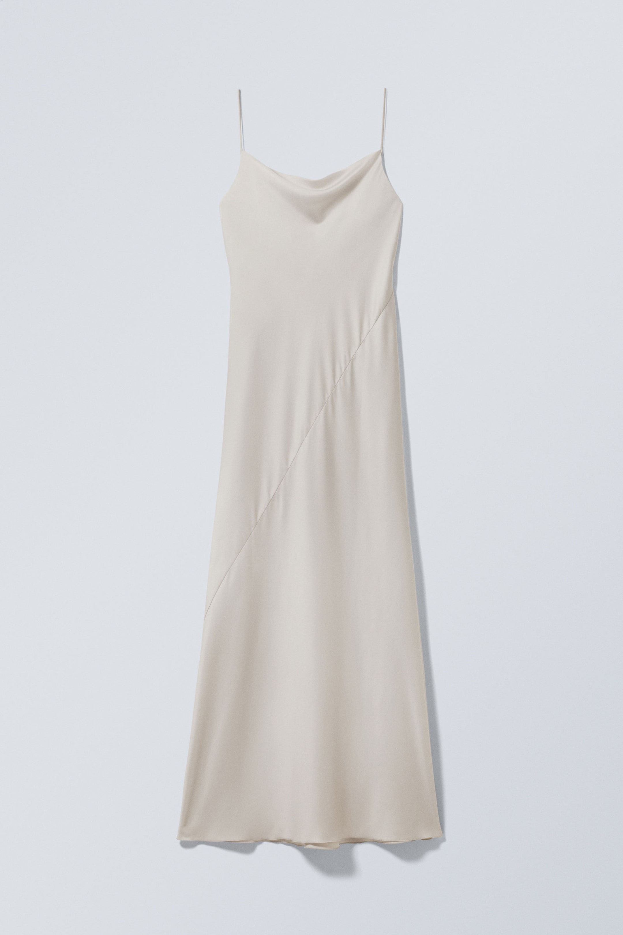 Helles Maulwurfsgrau - Maxi-Unterkleid aus Satin - 1
