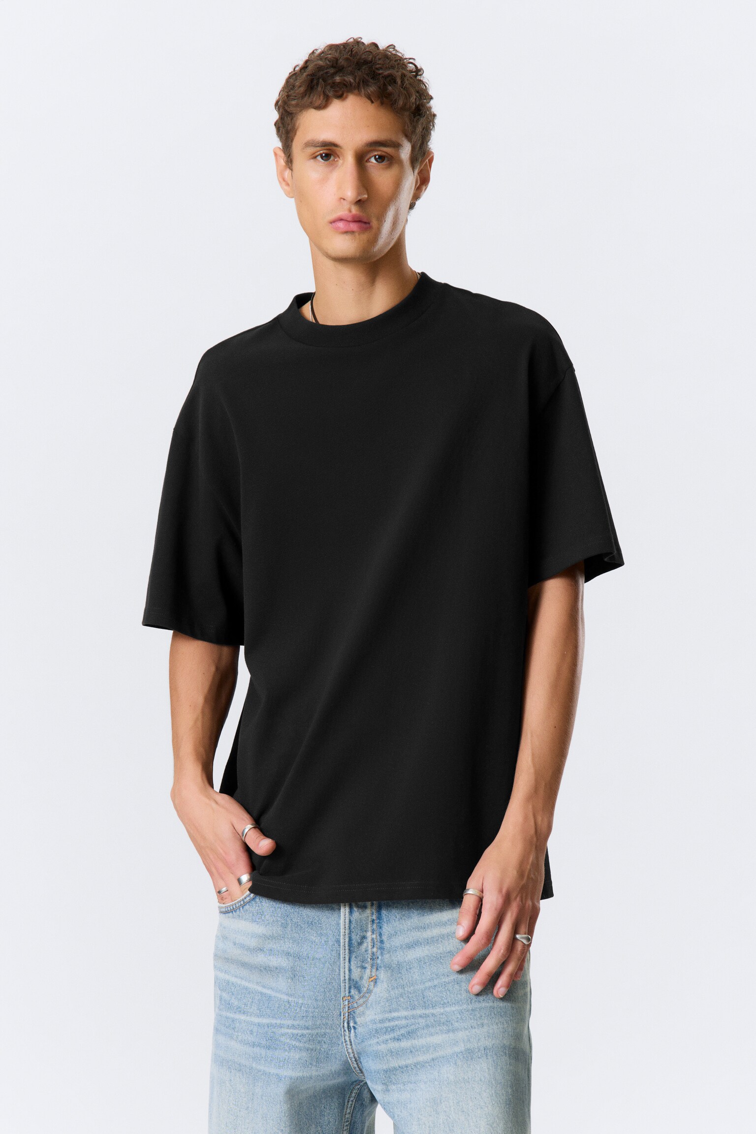 Großartiges Heavyweight-T-Shirt - Schwarz/Leuchtendes Blau/Dunkelrosa/Weiß/Helles Staubgrau