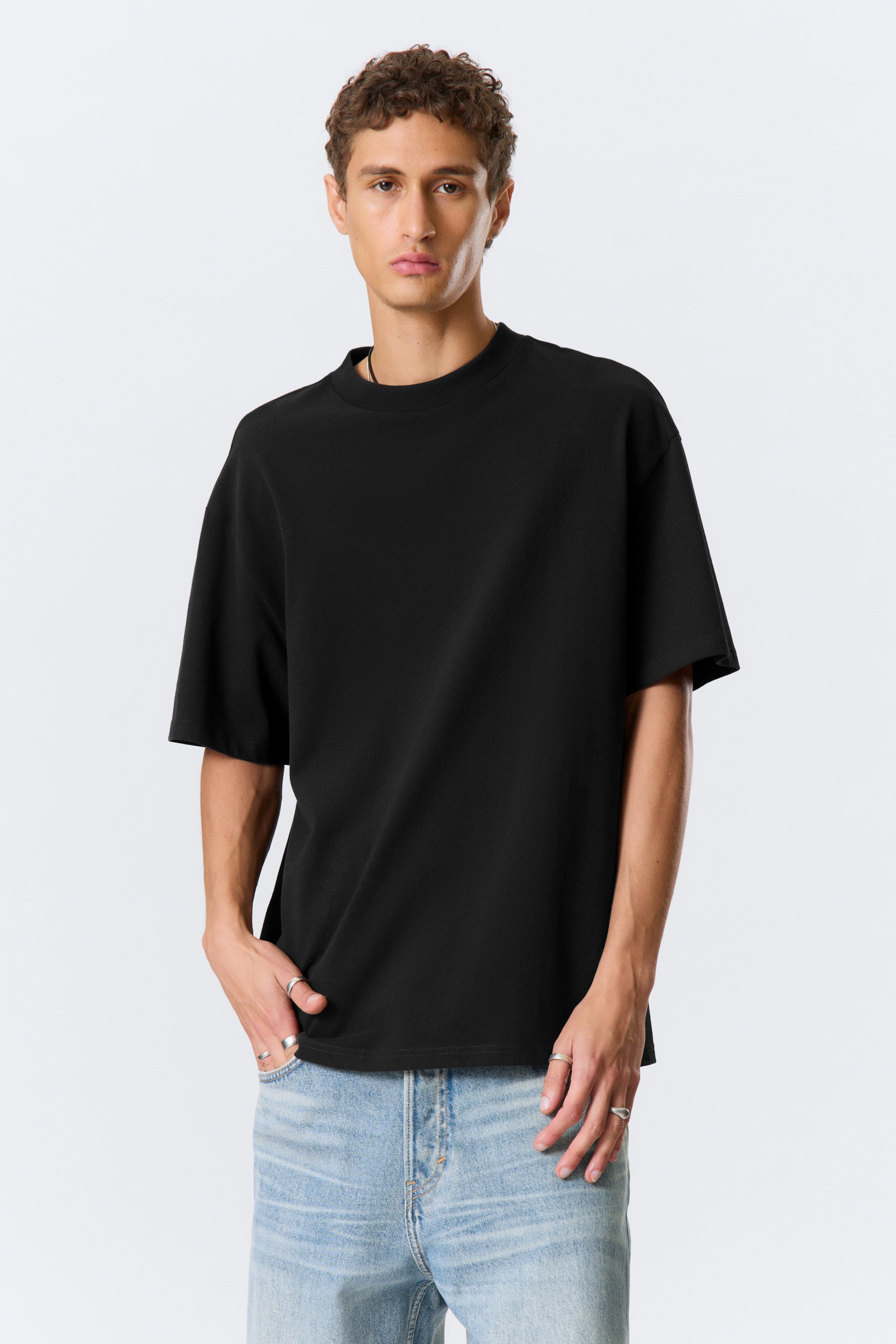 Svart - Great Oversized Kraftig T-shirt - 1