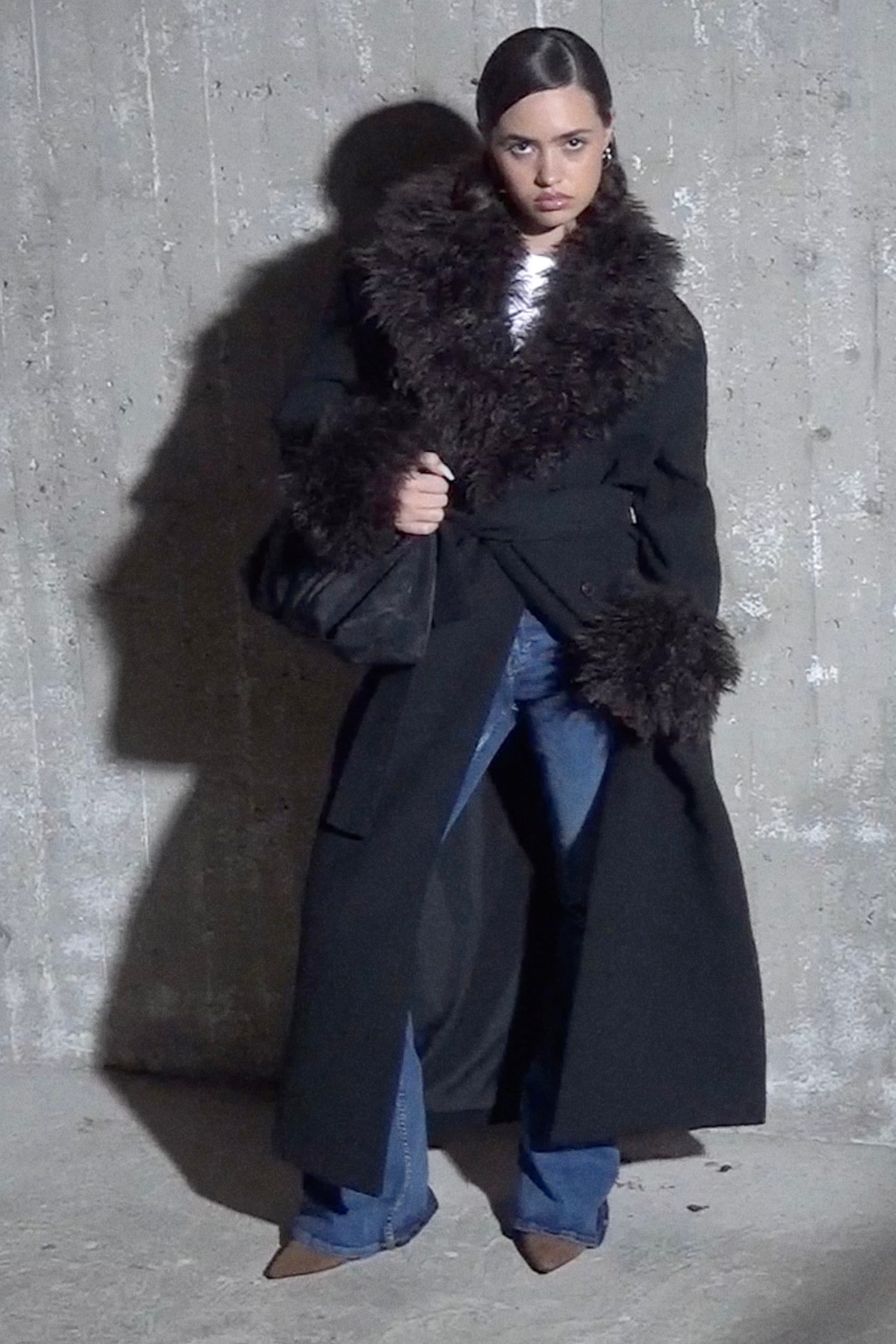 View larger image: Long Oversized Coat with Faux-Fur Trims - Black - Brown Faux Fur - Ladies | H&M GB 1