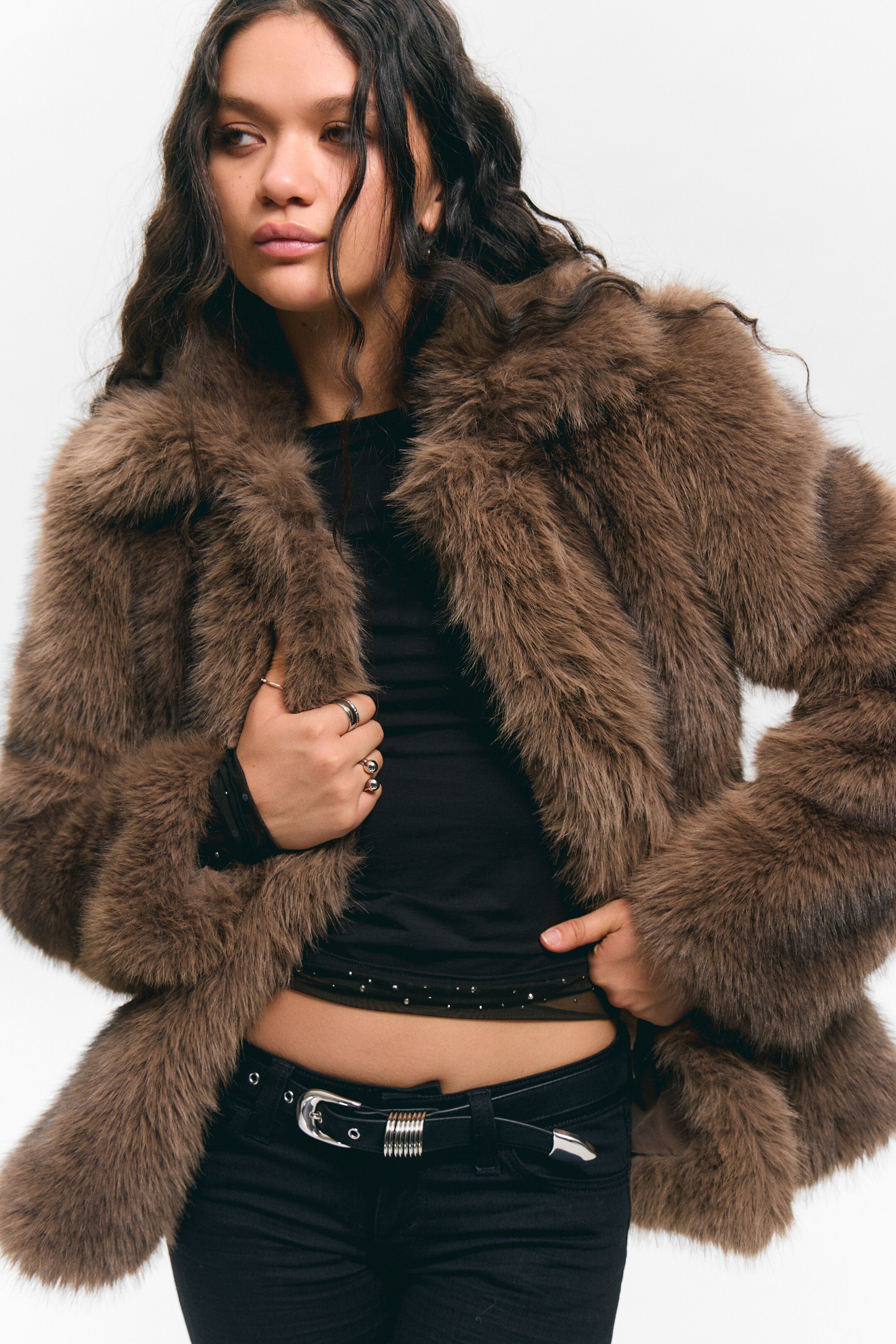 Zobraziť väčší obrázok: Bunda z umelej kožušiny s peplumom - Brown - ŽENY | H&M SK 3