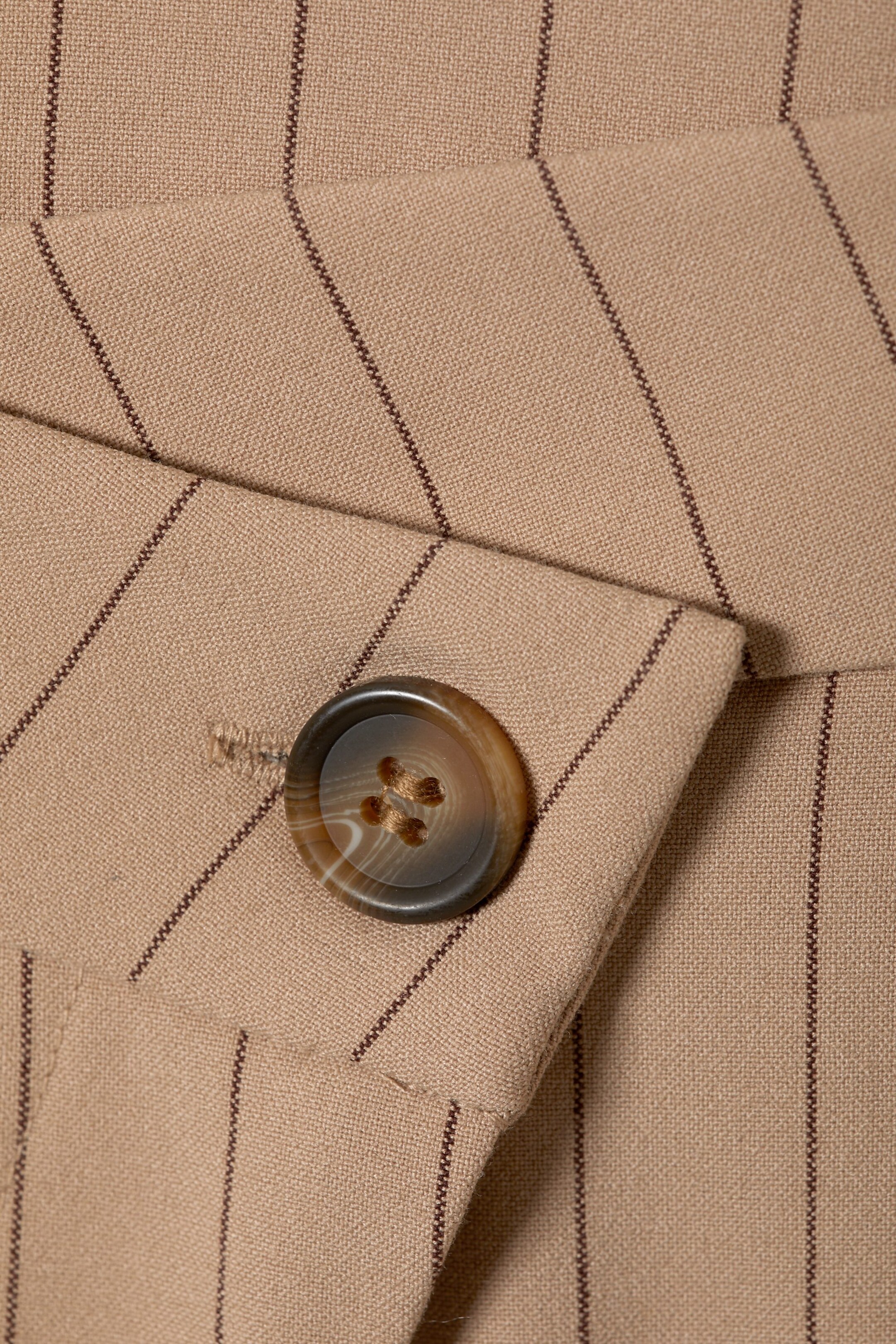Beige pinstripe - Salena Skew Trousers - 1