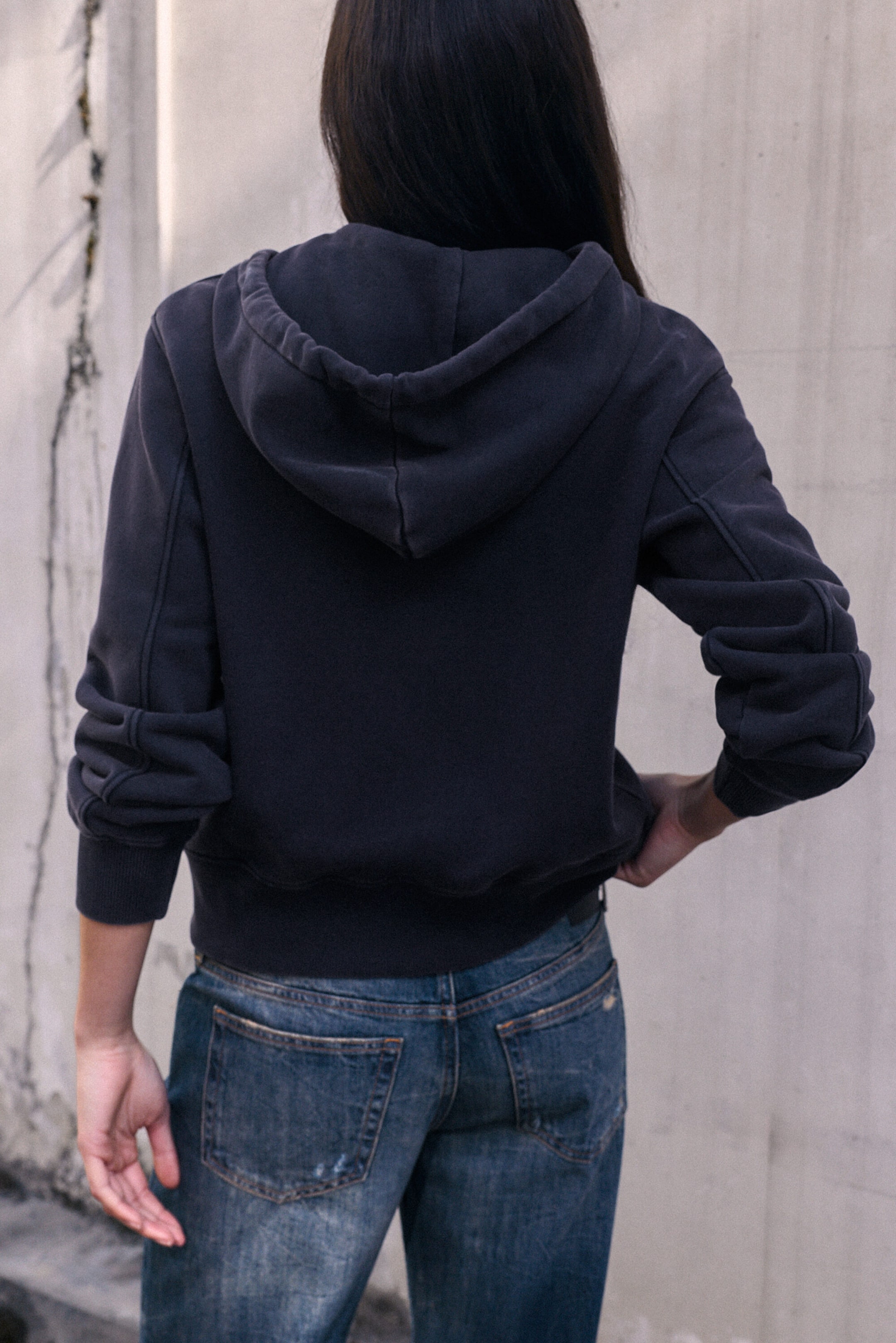 Black - Bowie Shrunken Zip Hoodie - 7