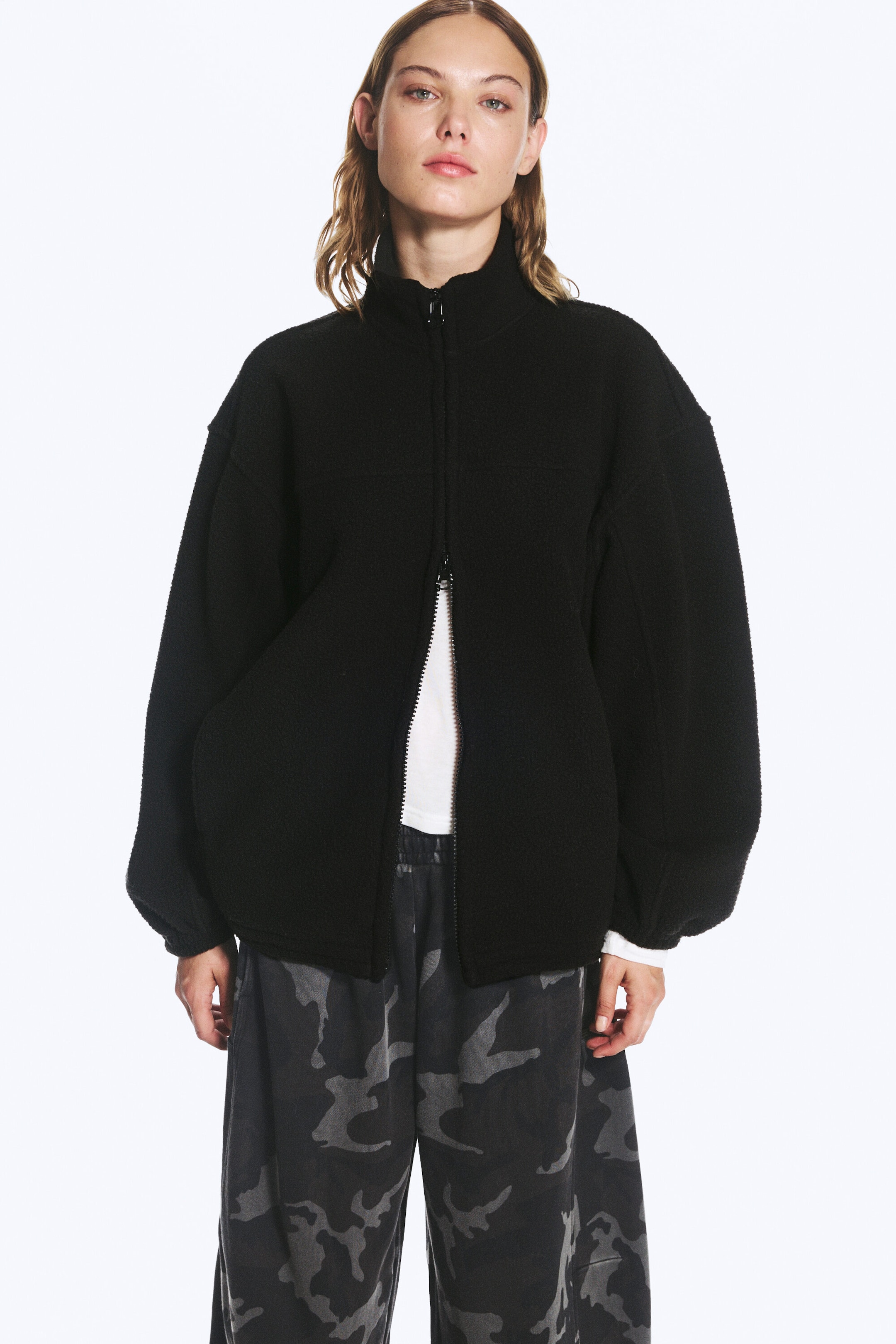 Noir - Veste zippée molletonnée - 1