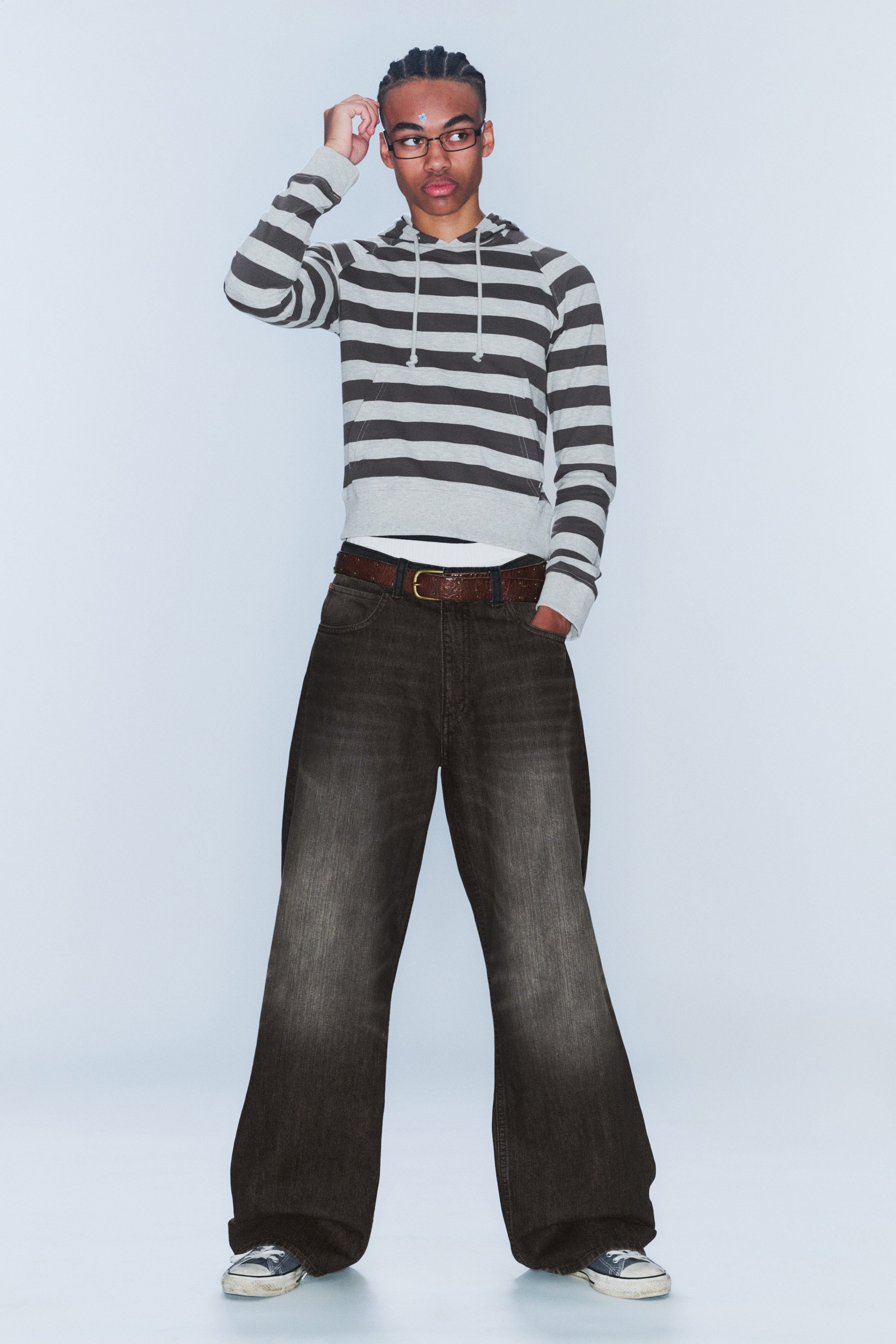 Mustard Black - Black - Looser Regular Waist Loose Straight Jeans - 1