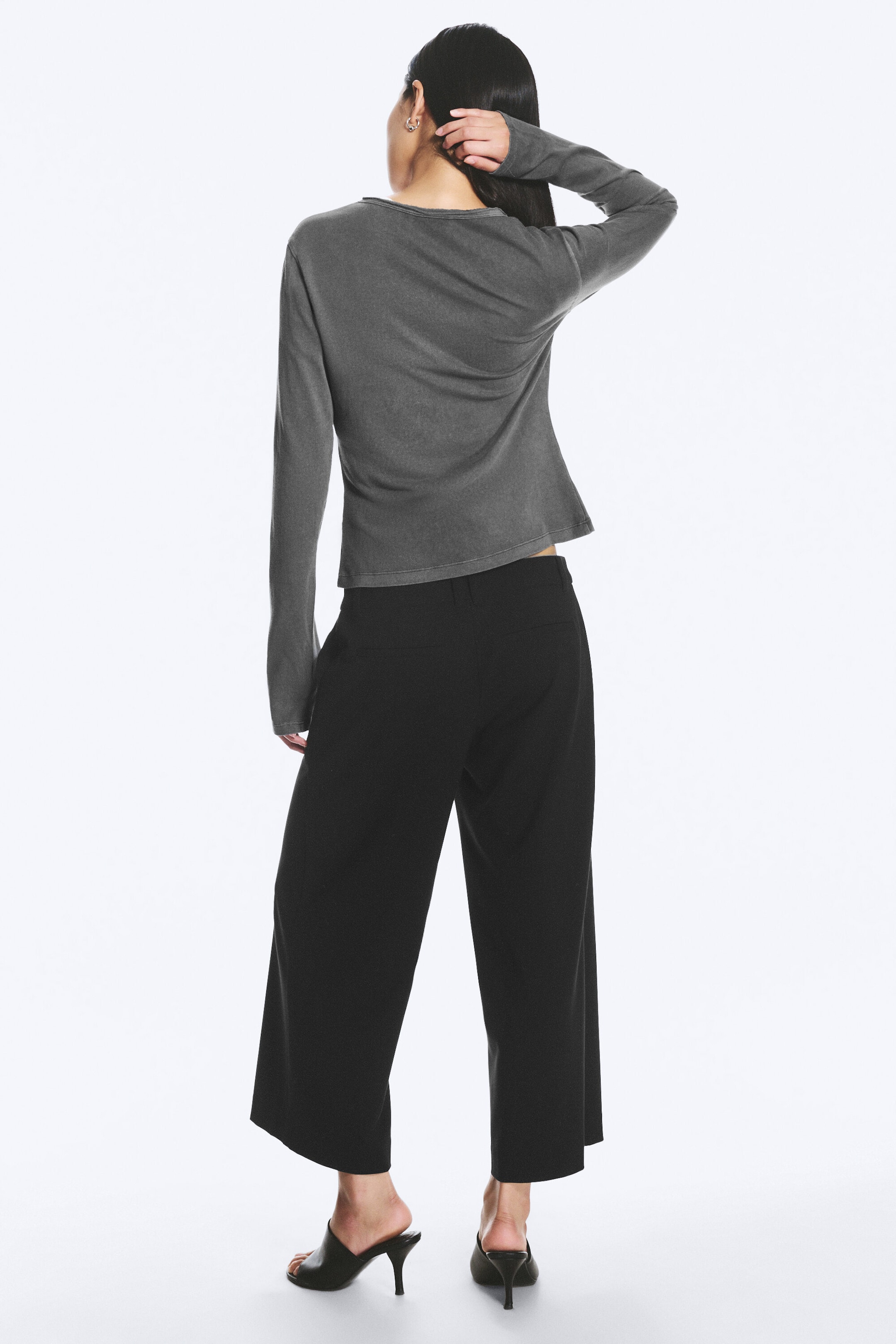 Ausgewaschenes Dunkelgrau - Schmal geschnittener Jersey-Cardigan - 2