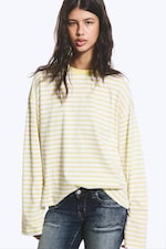 Gestreiftes Dusty Yellow - Longsleeve-Shirt aus Baumwolle - 0