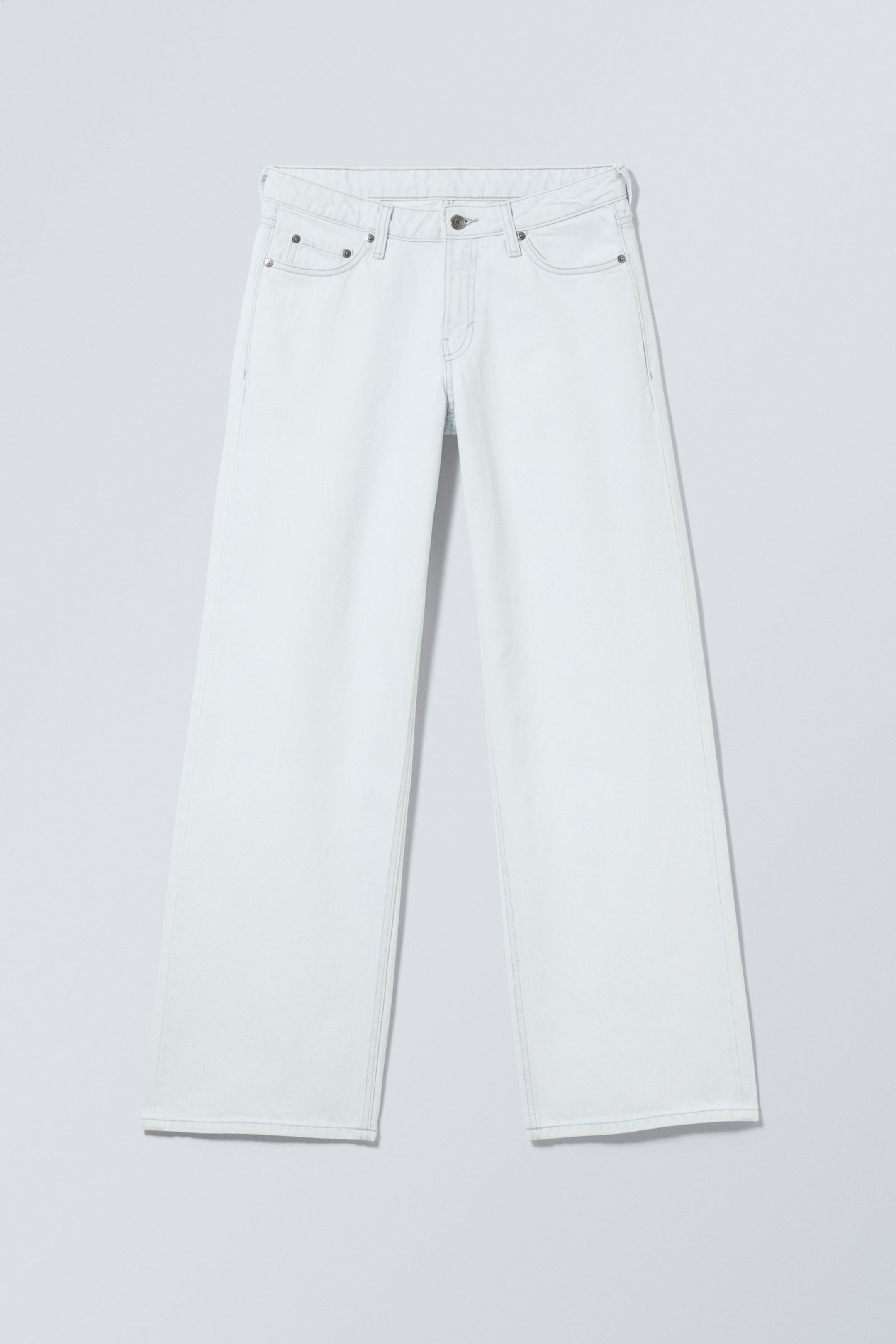 Ice Blue - Light Blue - Ample Low Rise Loose Wide Leg Jeans - 5