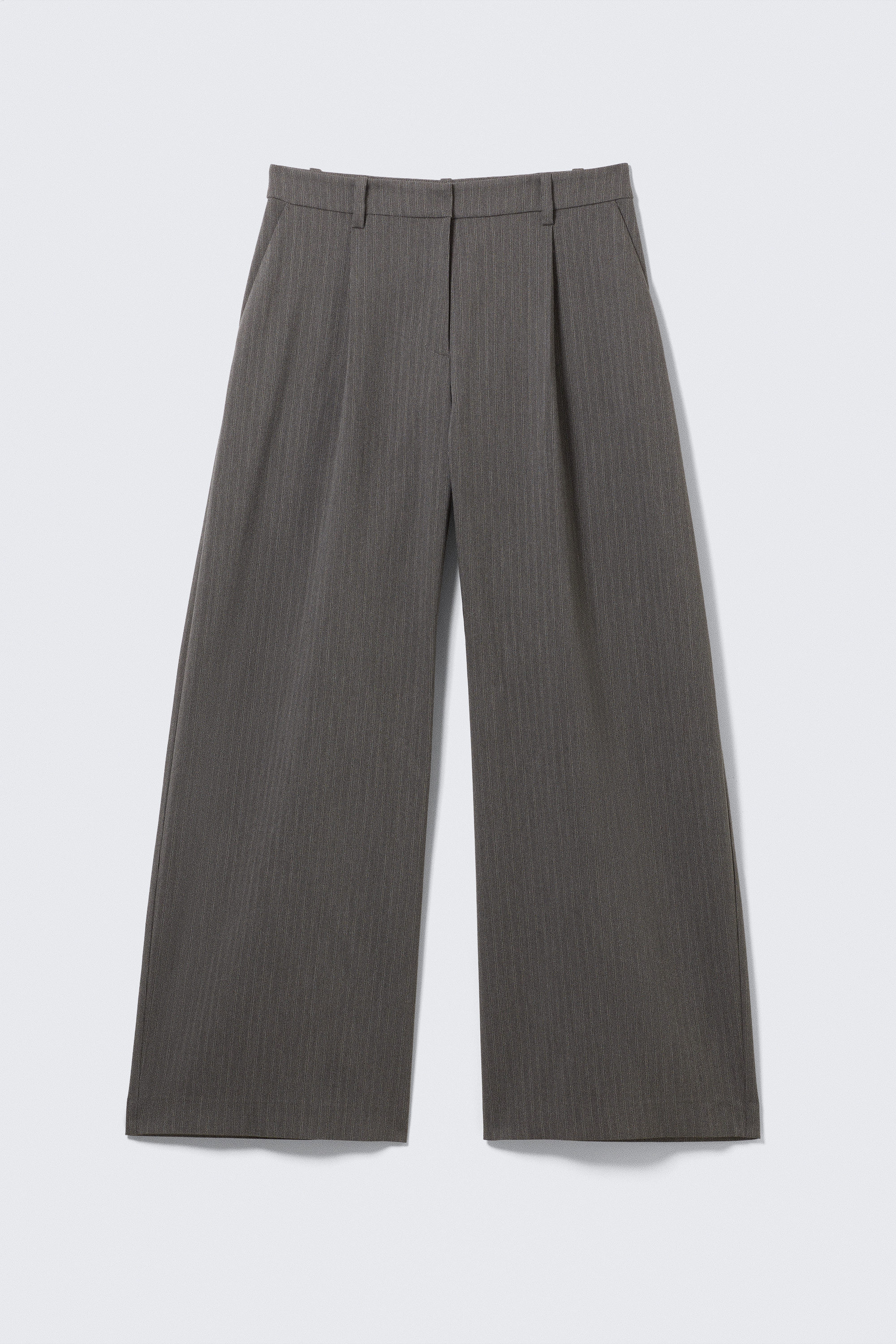 low waist wide suiting trousers - Striped Dark Grey | Weekday WW
