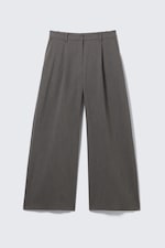Striped Dark Grey - Low Waist Wide Suiting Trousers - 1