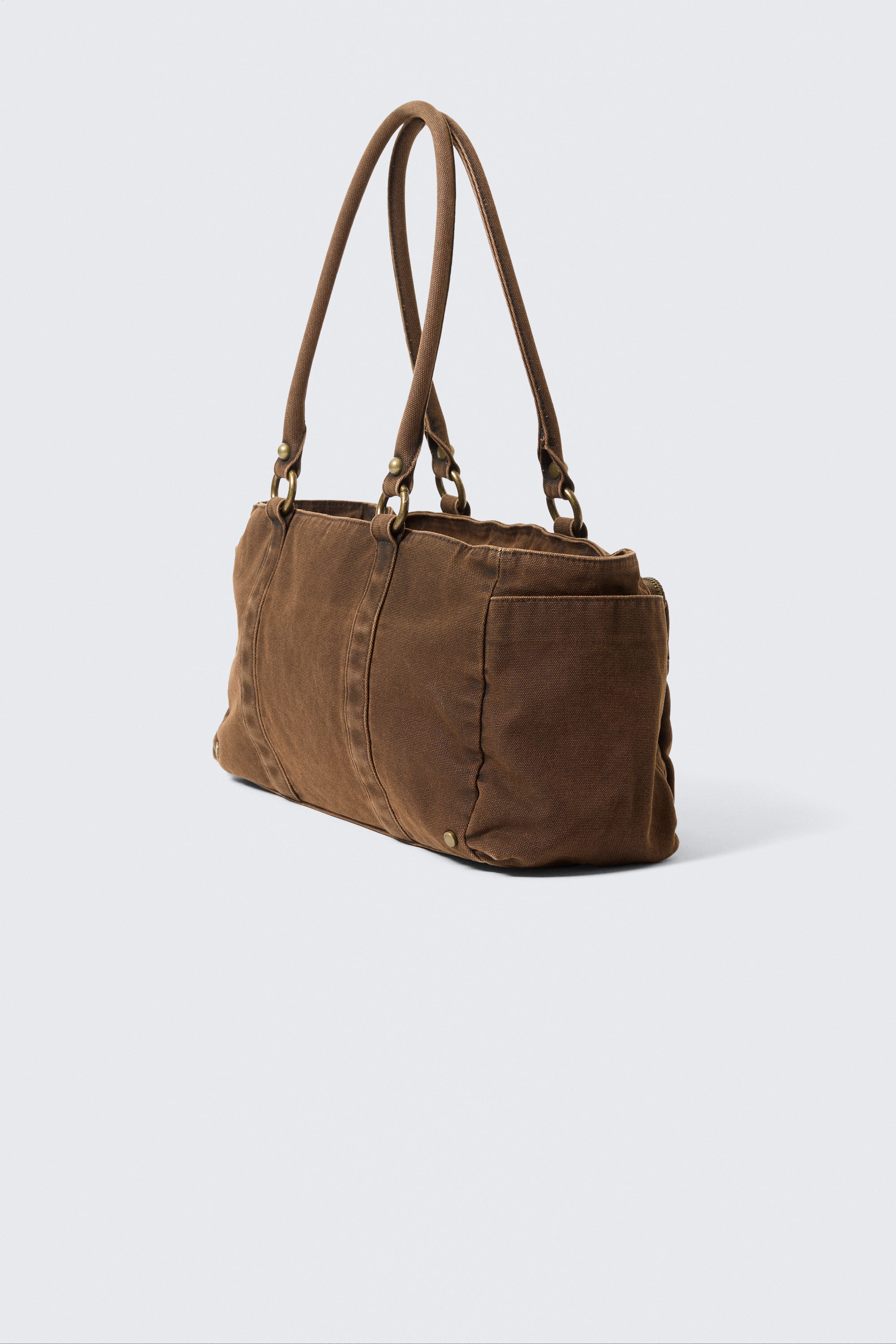 Dark Khaki Green - Medium Shoulder Bag With Pockets - 2