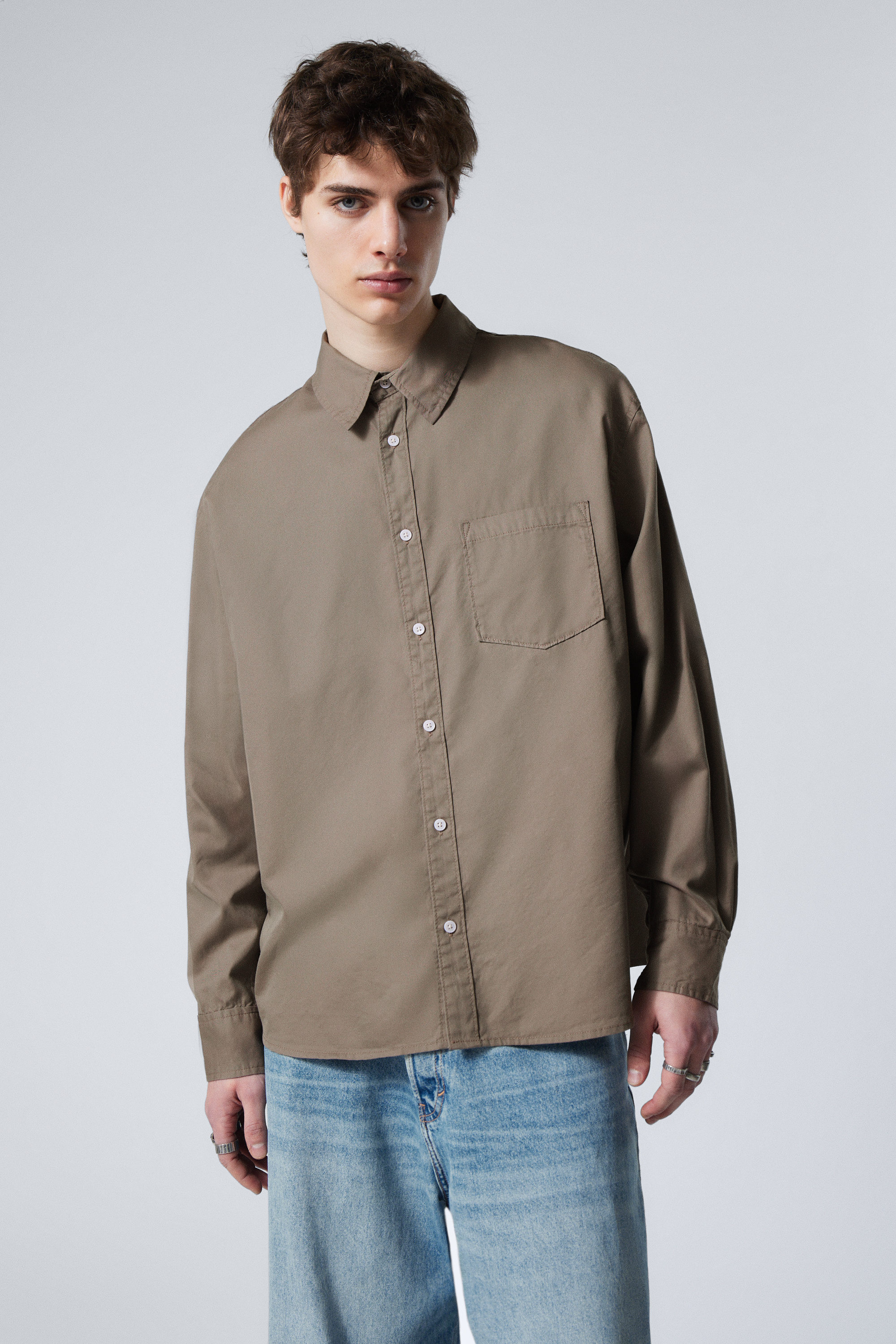 Dusty Mole - Oversized Cotton Viscose Shirt - 1