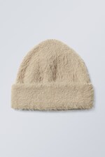 Beige - Harige gebreide beanie Ella - 0