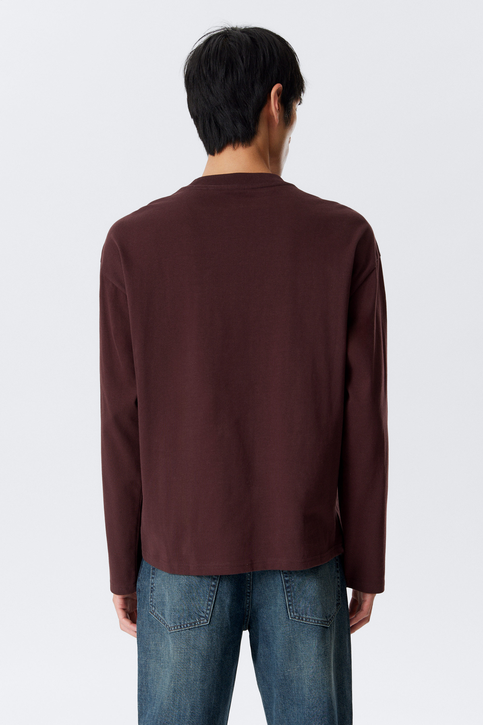 Burgundy - Geweldig boxy T-shirt met lange mouwen - 2