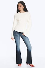 Staubiges Weiß - Eng anliegendes Langarmtop - 3