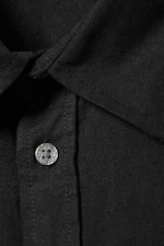 Black - Oversized Boxy Linen Blend Shirt - 1