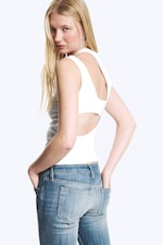 White - Slim Fit Cut Out Tank Top - 0