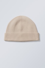 Beige - Baumwoll-Strickmütze Stay - 0