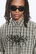 Checked Green - Spyder - Boxy Short-Sleeved Graphic Shirt - 0