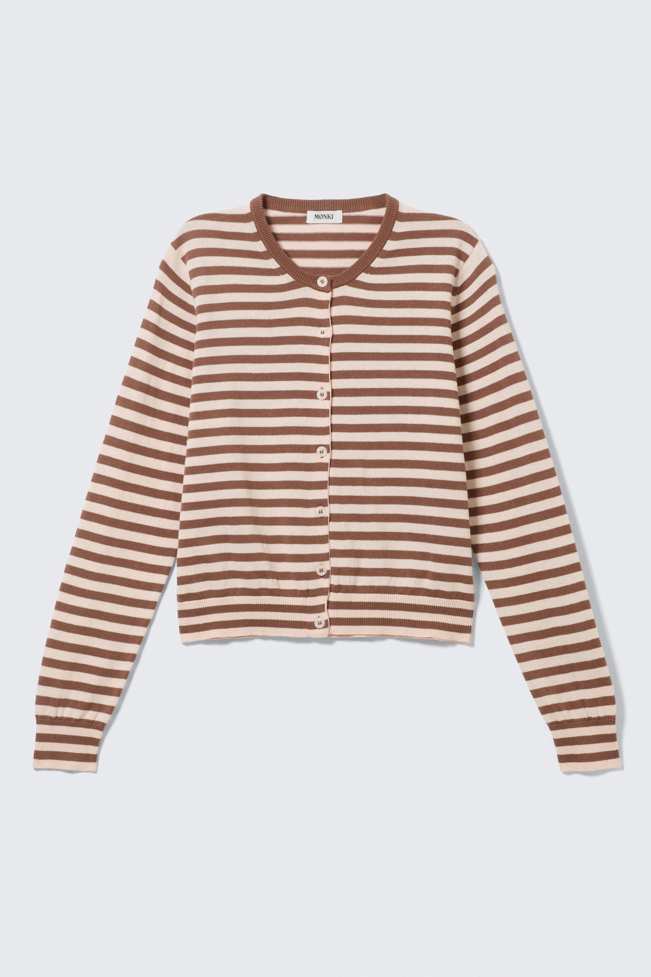 Brunrandig - Finstickad cardigan i bomull - 1