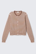 Brunrandig - Finstickad cardigan i bomull - 0