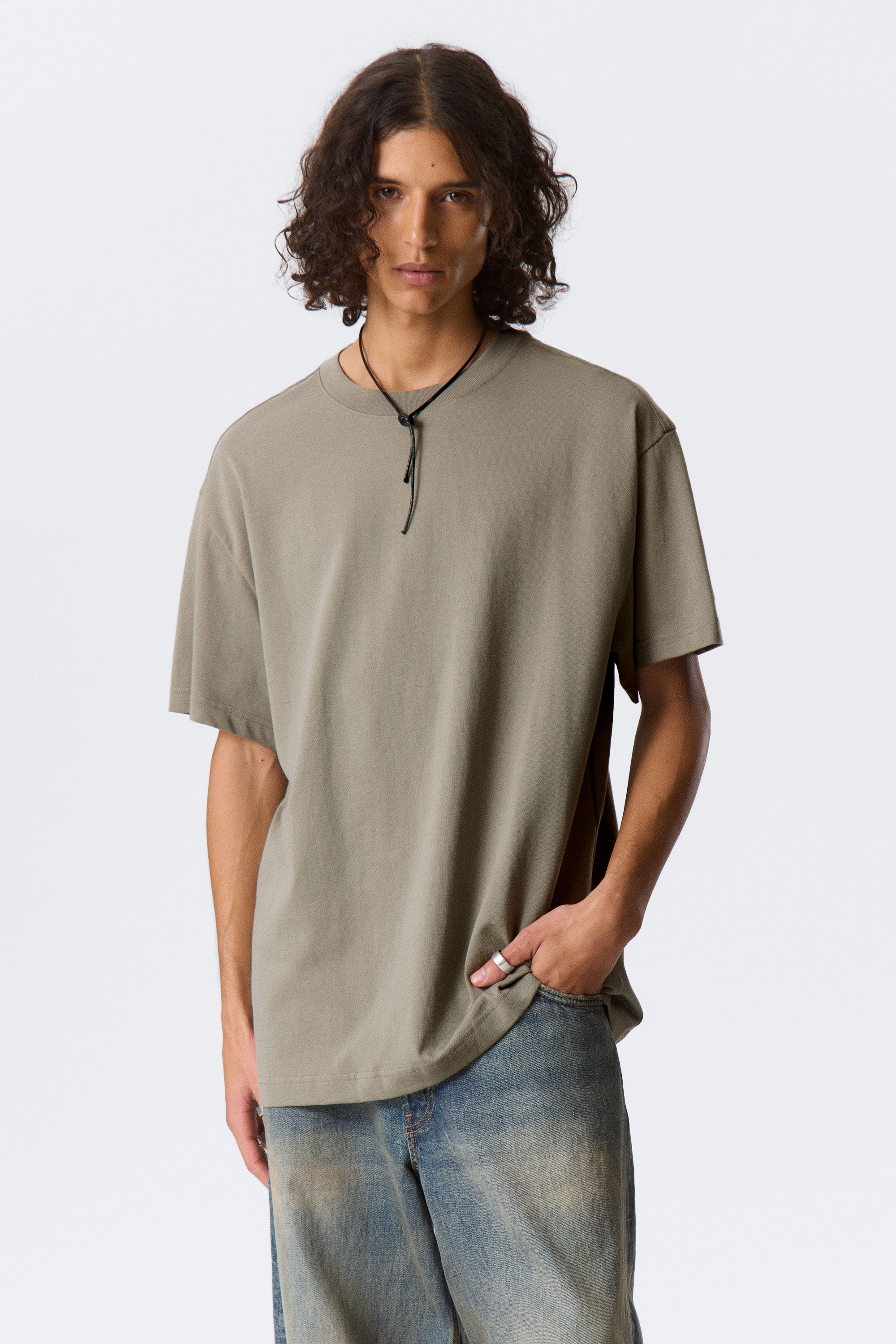 Oversized Heavyweight T-shirt - Khaki Green/Pastelově zelená/White/Black/Světle modrá