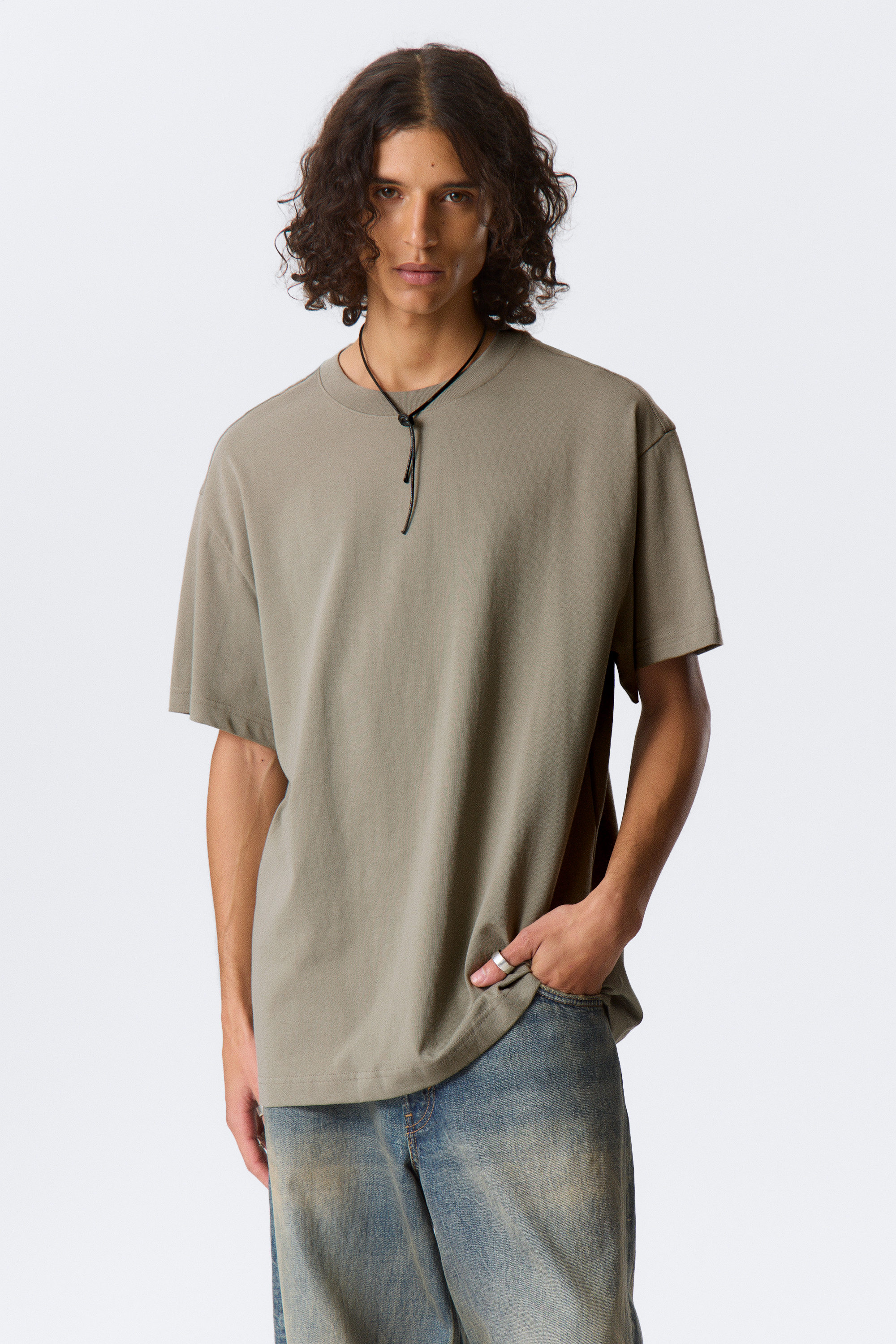 Kakigroen - Oversized, zwaar T-shirt - 1