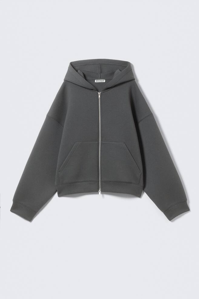Oversized Scuba Zip-Hoodie - Dark Grey/Black/Burgundy/Grey Melange/Khaki Grey - 1