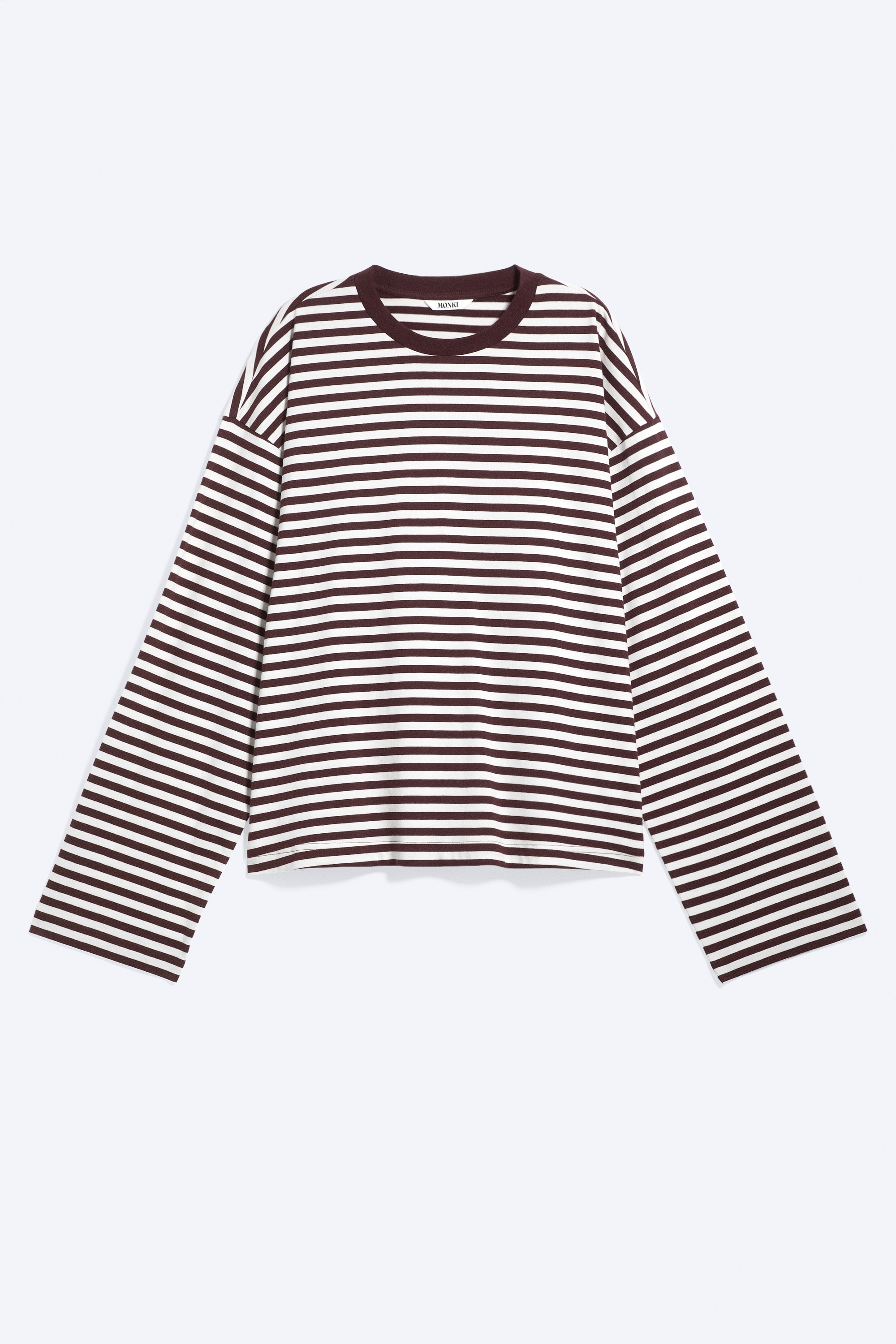 T-shirt en coton à manches longues - Blanc/Rouge foncé rayé/Bleu clair rayé/marron/Vert lime poudré rayé/Rayé Jaune/Bordeaux/Blanc rayé/rose/Rayures lime marine/Blanc/bleu foncé rayé/Rayures bleues et blanches/Rose/Blanc/Marron rayé/Blanc - Rayures roses/rouges/Rayures bleu/marron