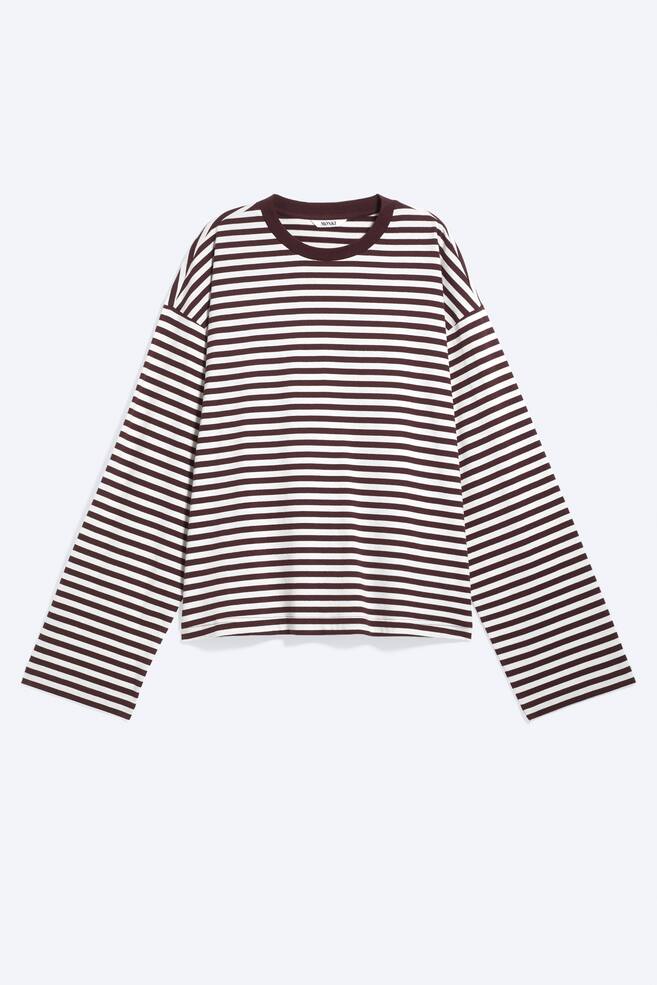 T-shirt de Manga Comprida em Algodão - Listrado Branco/Vermelho Escuro/Listrado Lima Suave/Listrado Azul-Claro/Castanho/Listrado Branco/Rosa/Listrado Amarelo/Bordô/Lime/Navy Stripe/Striped Pink/Wine/Lime/Listrado Rosa/Branco/Castanho/Riscas Branco/Azul-Escuro/Riscas Azuis/Brancas/Riscas Rosa/Azul/Branco - Riscas Rosa/Vermelho - 1