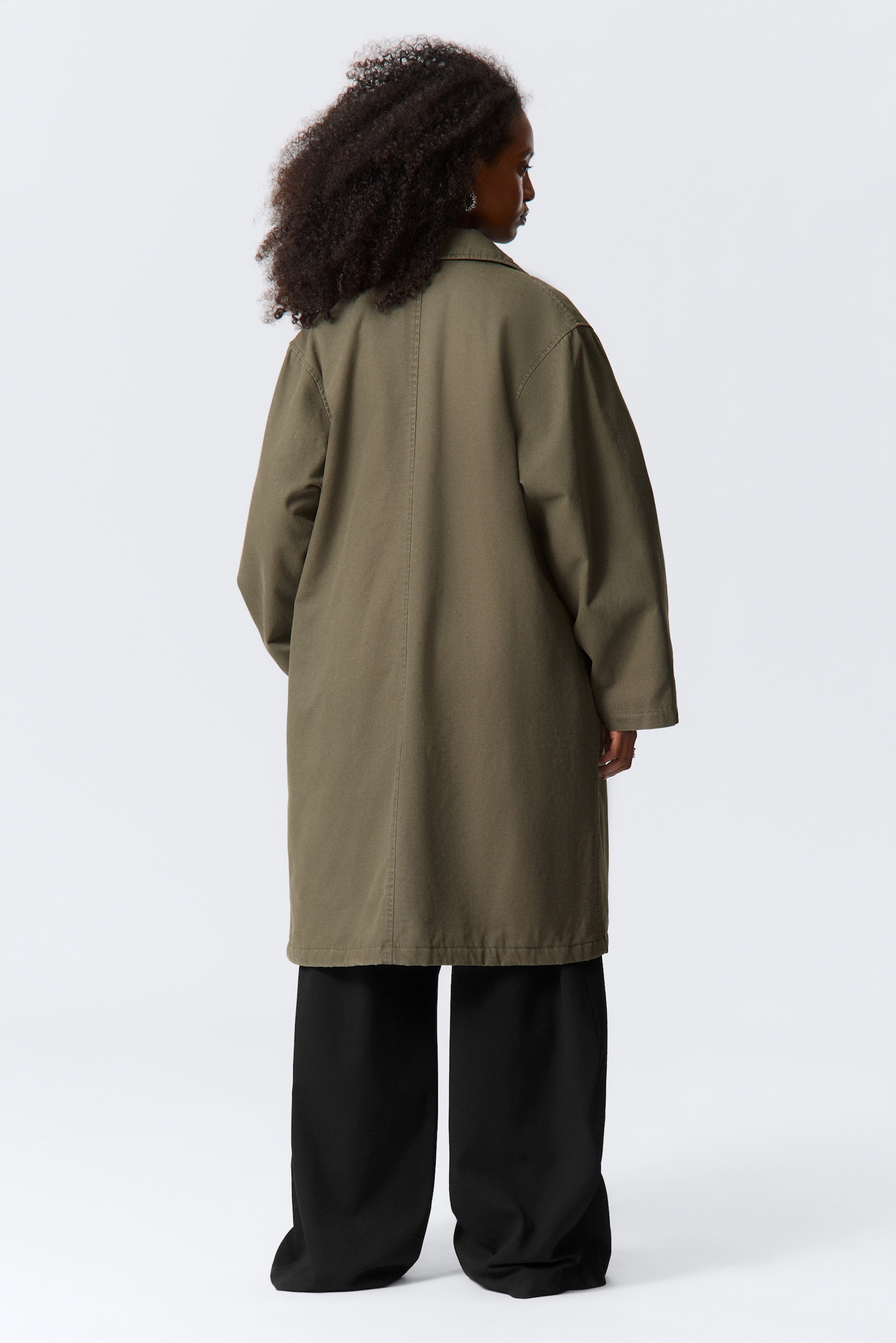Ledig carcoat i canvas - Mörk khakigrön/Mörkgrå - 6