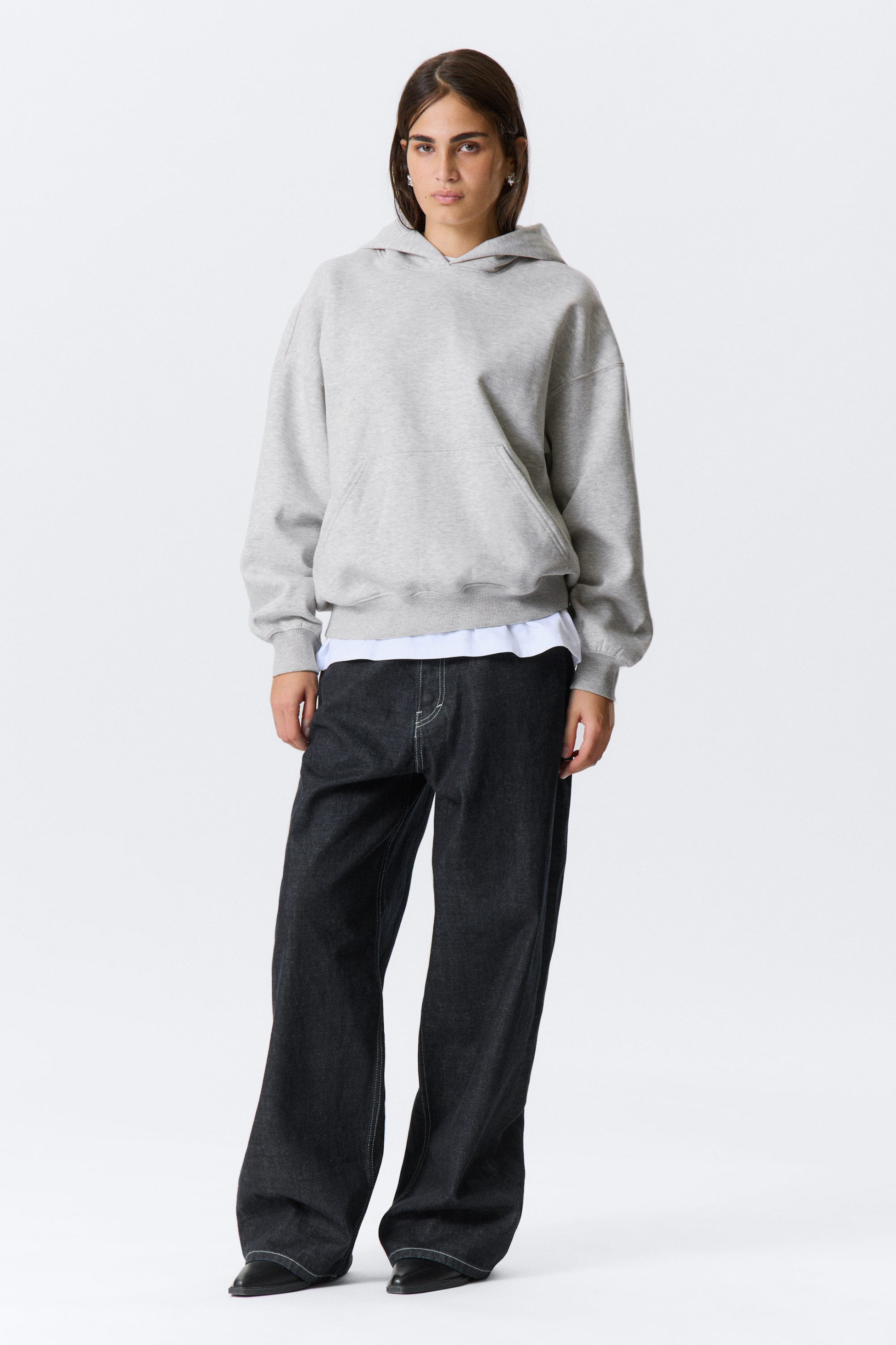 Hellgrau meliert - Schwerer Oversized-Hoodie - 2