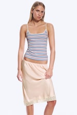 Blue/Pink Multistripe - Slim Strap Tank Top - 0