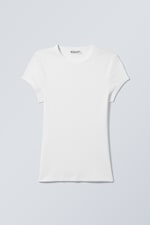 White - Slim Fit Ribbed Cotton T-shirt - 0