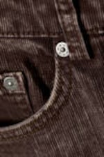 Structured Dark Brown - Low Bootcut Cotton Trousers - 1