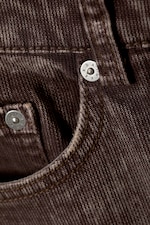 Brun foncé structuré - Pantalon bootcut taille basse en coton - 1