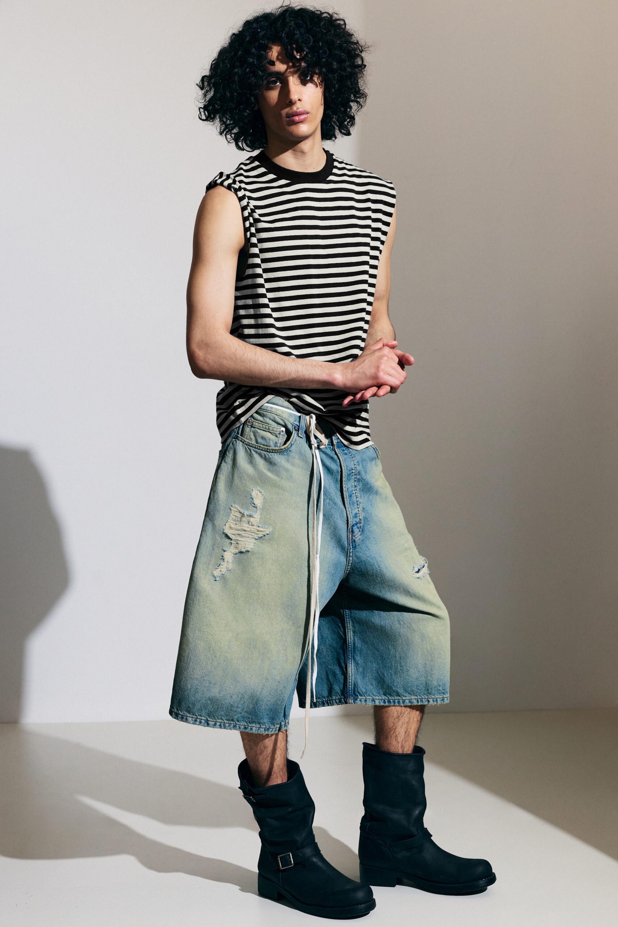 Honey Blue - Light Blue - Void Mid Rise Loose Long Denim Shorts - 1