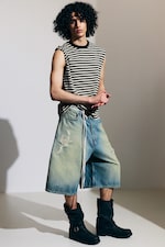 Honey blå – lyseblå - Void lange denimshorts med løs passform og mellomhøy midje - 0