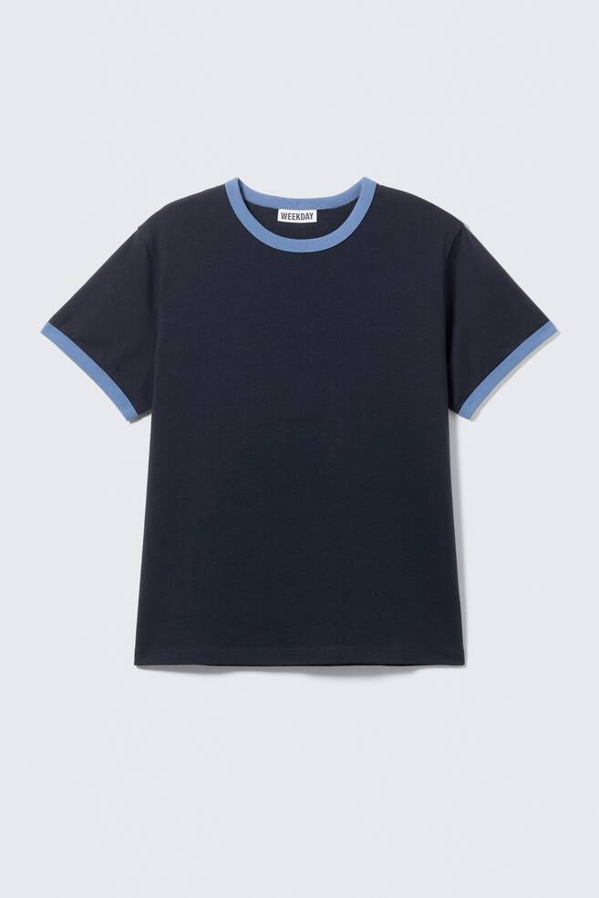 Katoenen T-shirt met contrasterende boord en korte mouwen - Binding Donkerblauw - Lichtblauw/Binding Wit - Groen/Binding Wit - Blauw/Binding Wit - Rood/Wit/roest - 1