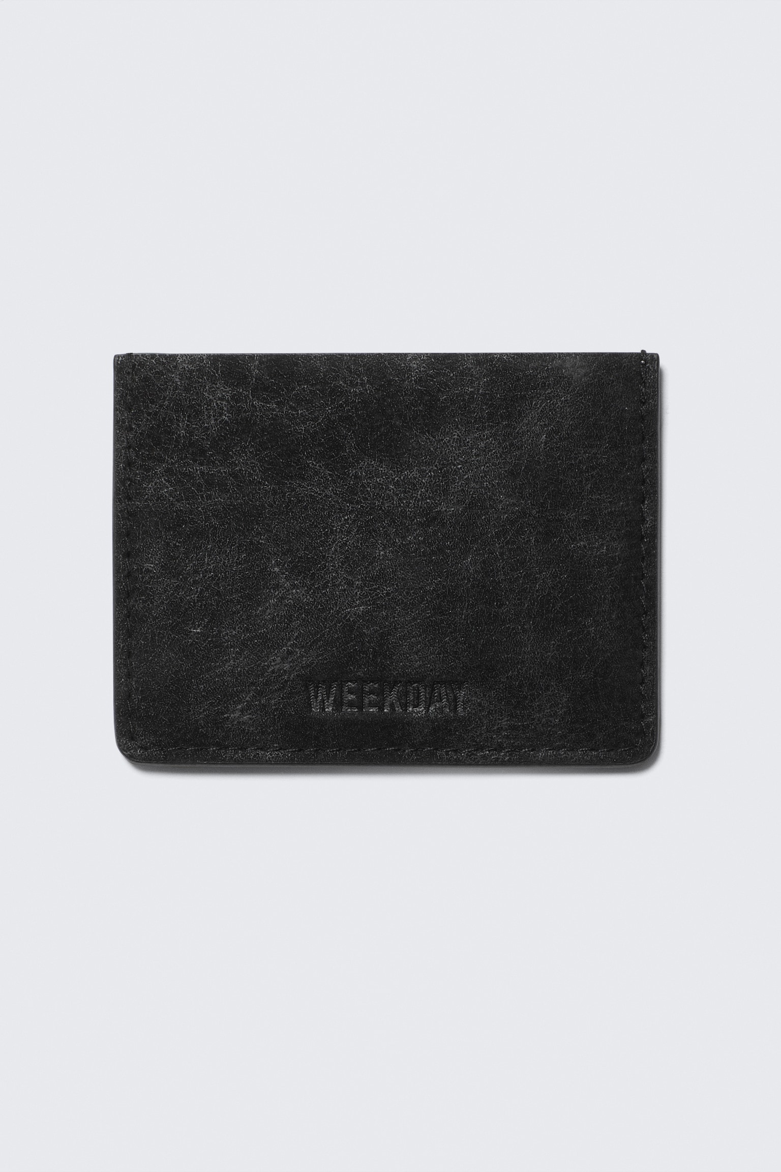 Faux Leather Card Holder - Zwart/Cracked Black/Rood - 2