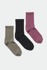 olive, black & mauve - 3-pack Sport Socks - 0