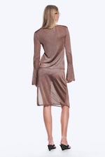 Bruin - Gebreid vest met V-hals - 2