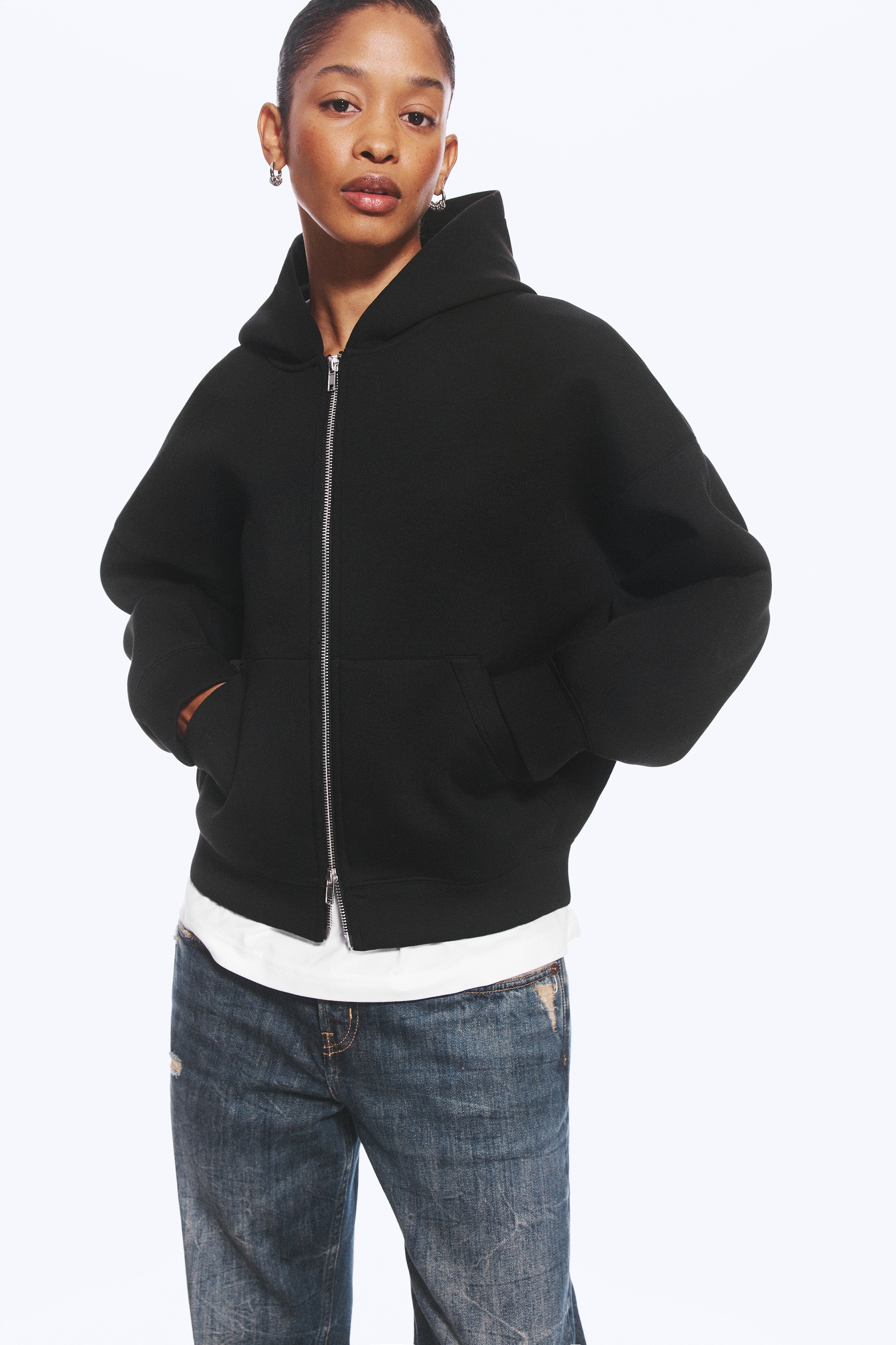Oversized hoodie van scubastof met rits