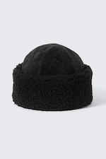 Black - Faux Fur Hat - 0