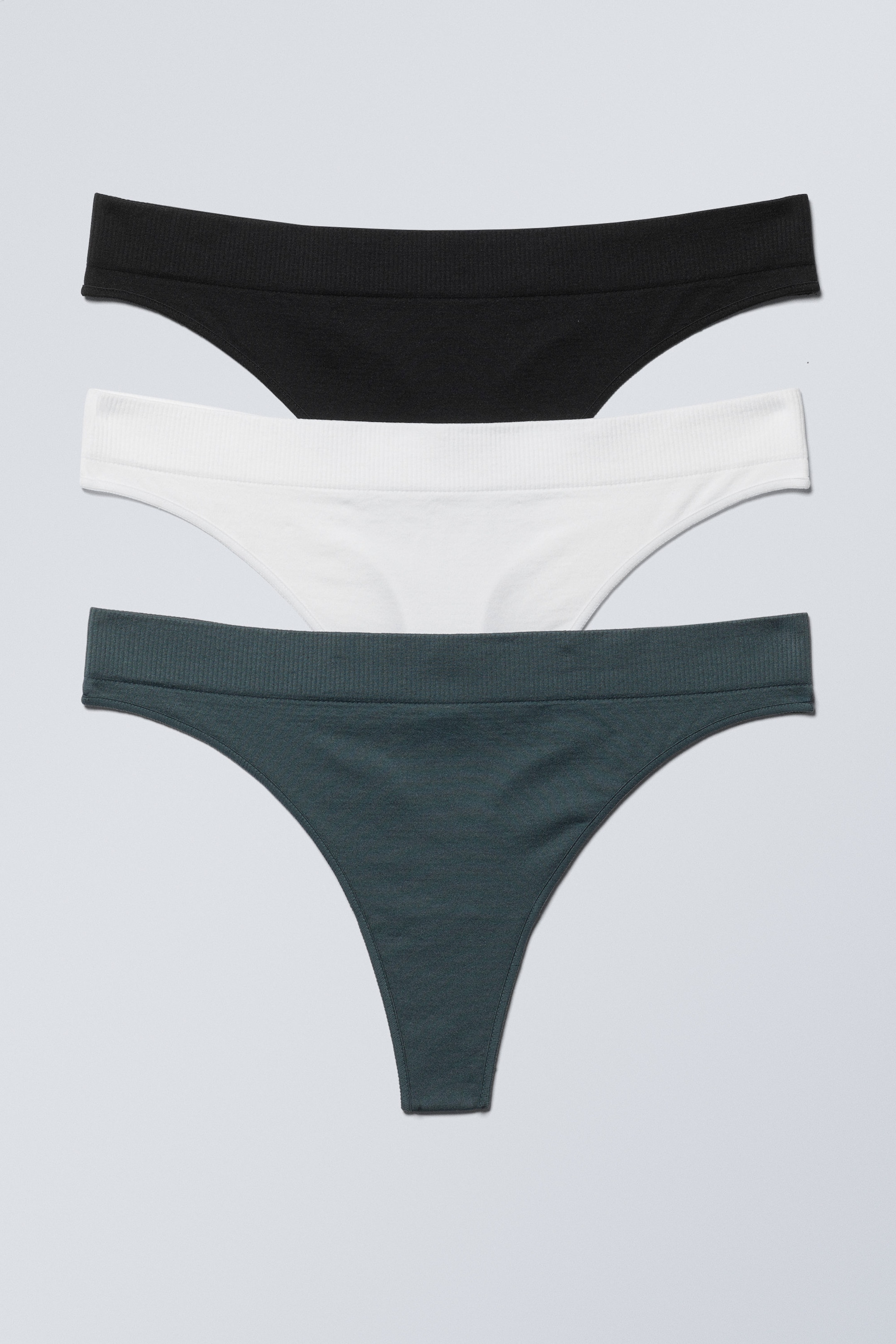 Dark Turquoise, White, Black - 3-pack Cat Soft Thong - 0