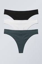 Dark Turquoise, White, Black - 3-pack Cat Soft Thong - 0