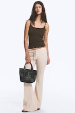 Dark Brown - Slim Ribbed Strap Top - 1